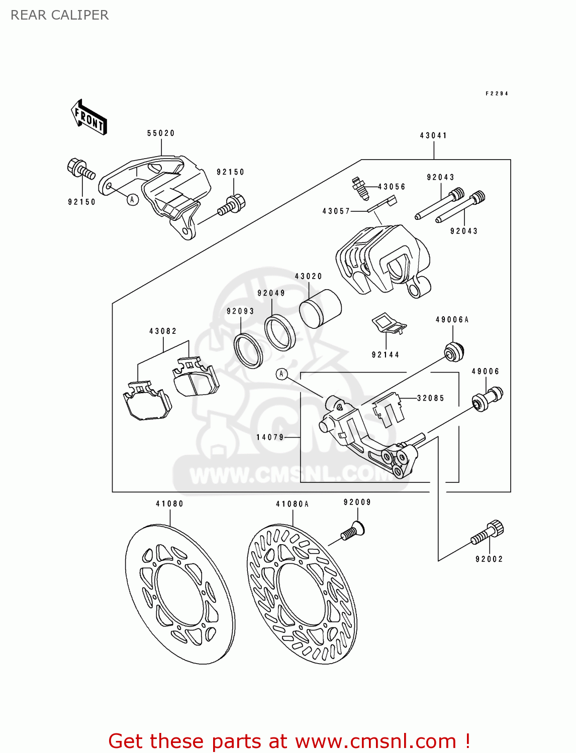 REAR CALIPER KX125-J2 1993 USA CANADA