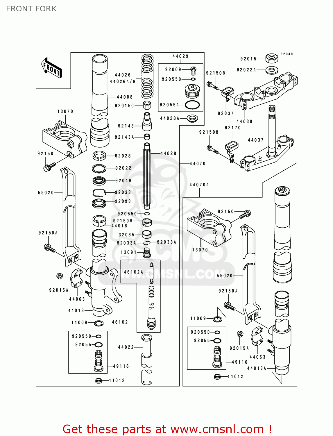 FRONT FORK KX125-J2 1993 USA CANADA