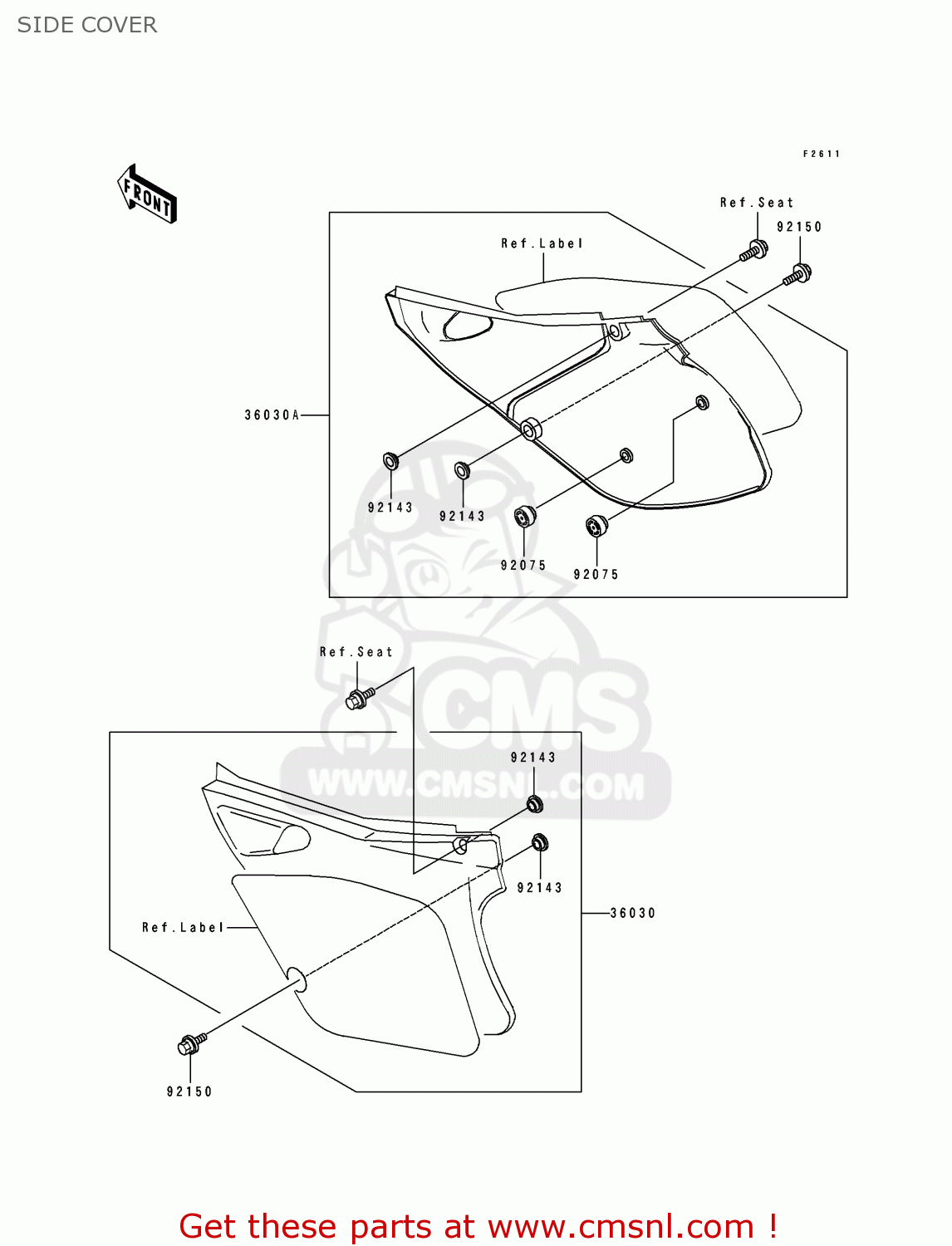 SIDE COVER KX125-J2 1993 USA CANADA