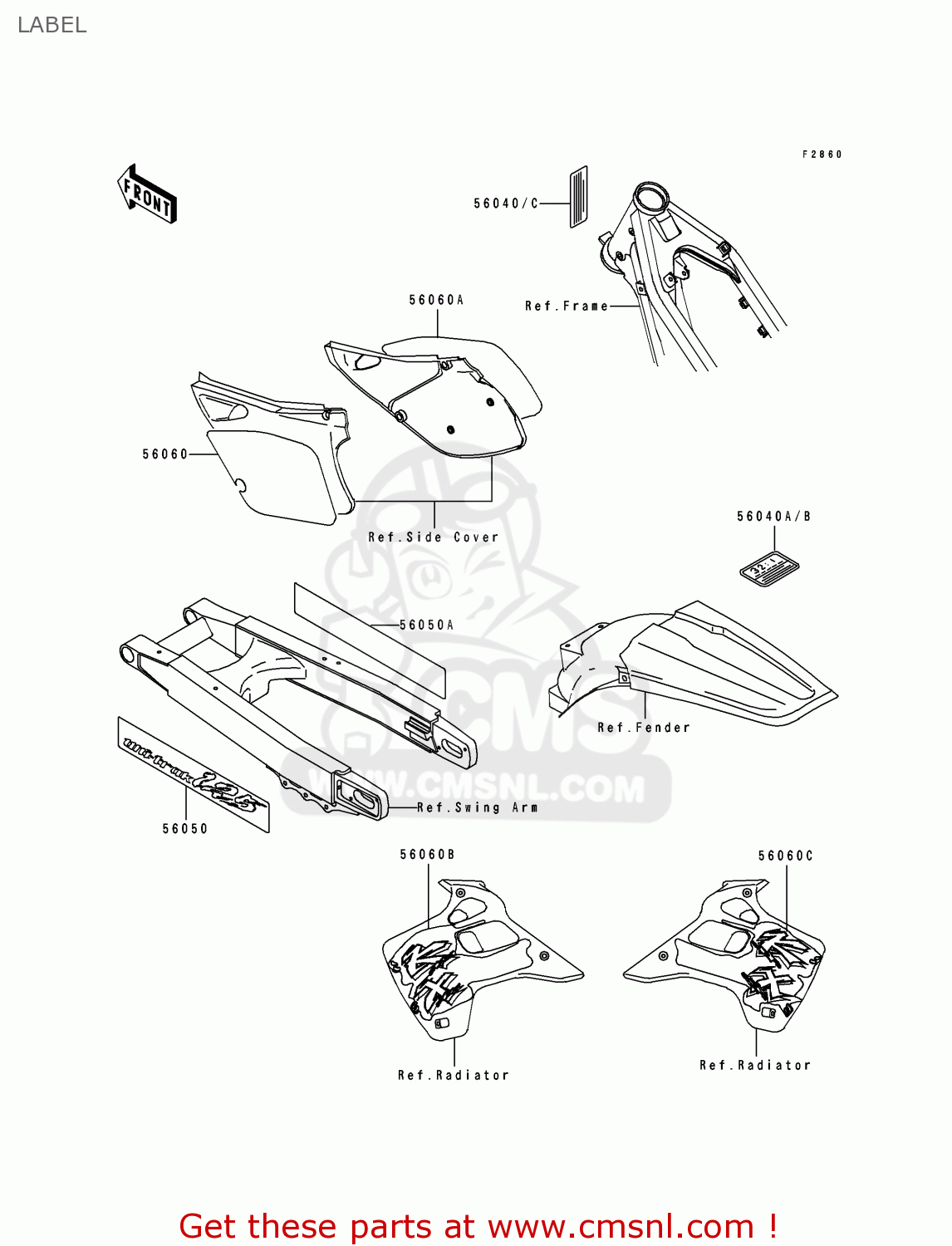 LABEL KX125-J2 1993 USA CANADA