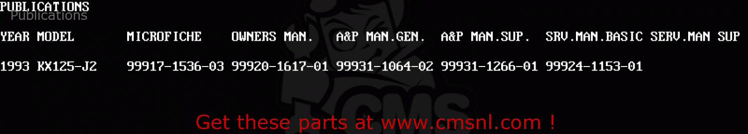Publications KX125-J2 1993 USA CANADA