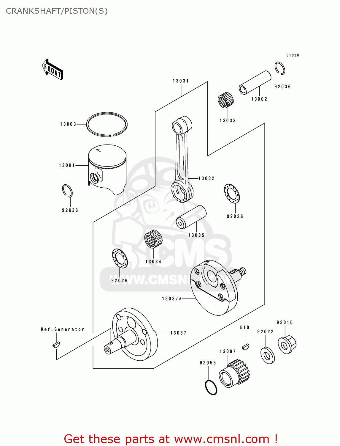 CRANKSHAFT/PISTON(S) KX125-K1 1994 USA CANADA