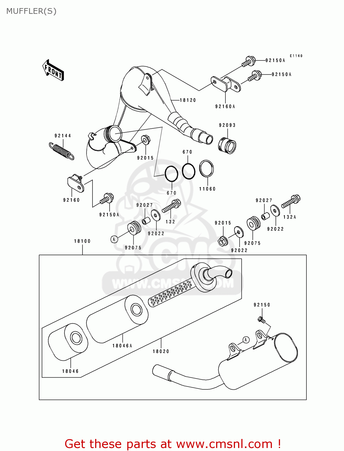MUFFLER(S) KX125-K2 1995 USA CANADA