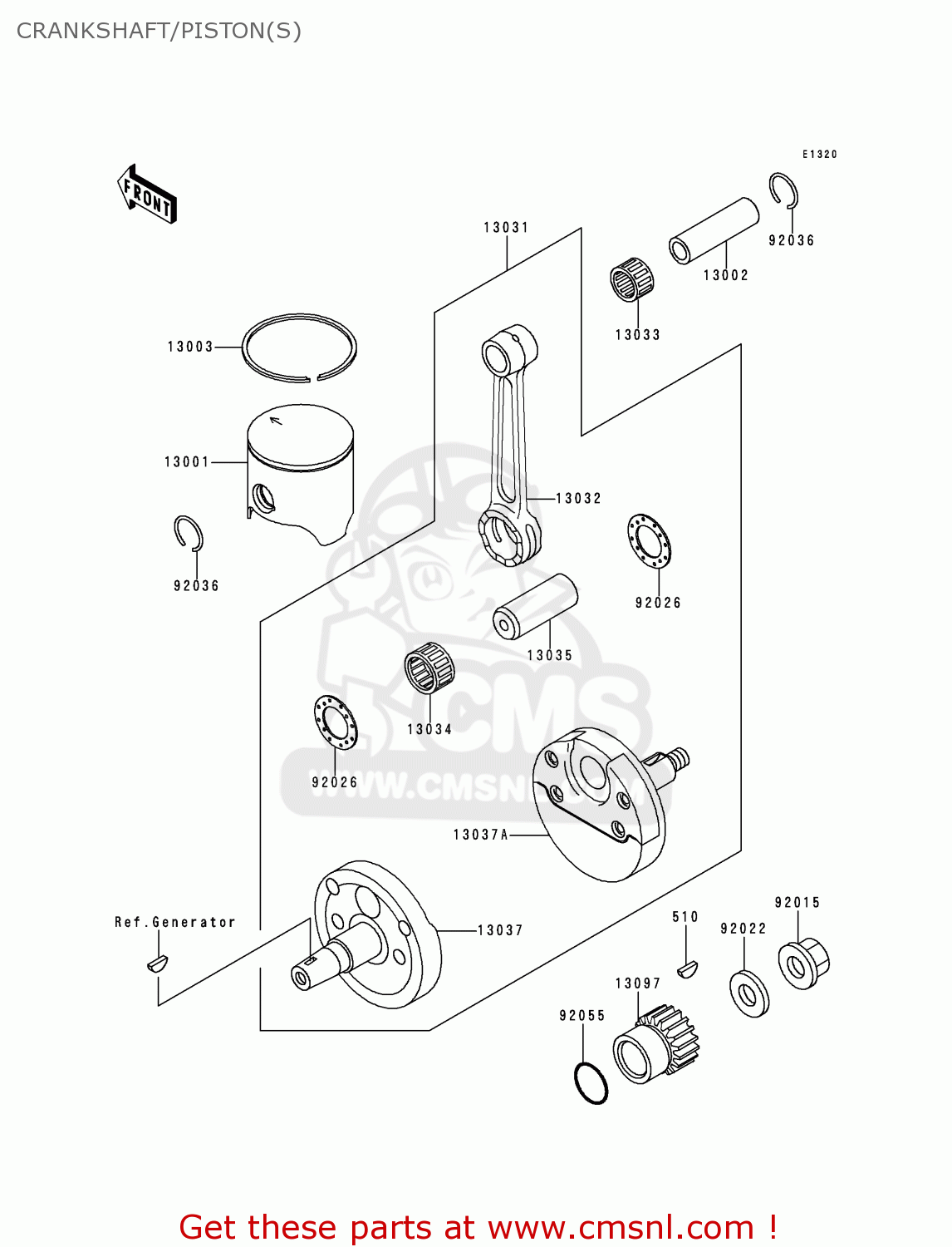 CRANKSHAFT/PISTON(S) KX125-K3 1996 EUROPE FR AS