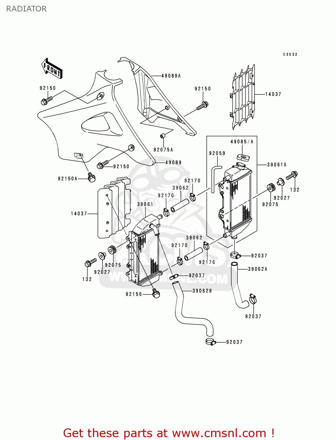 RADIATOR KX125-K3 1996 EUROPE FR AS
