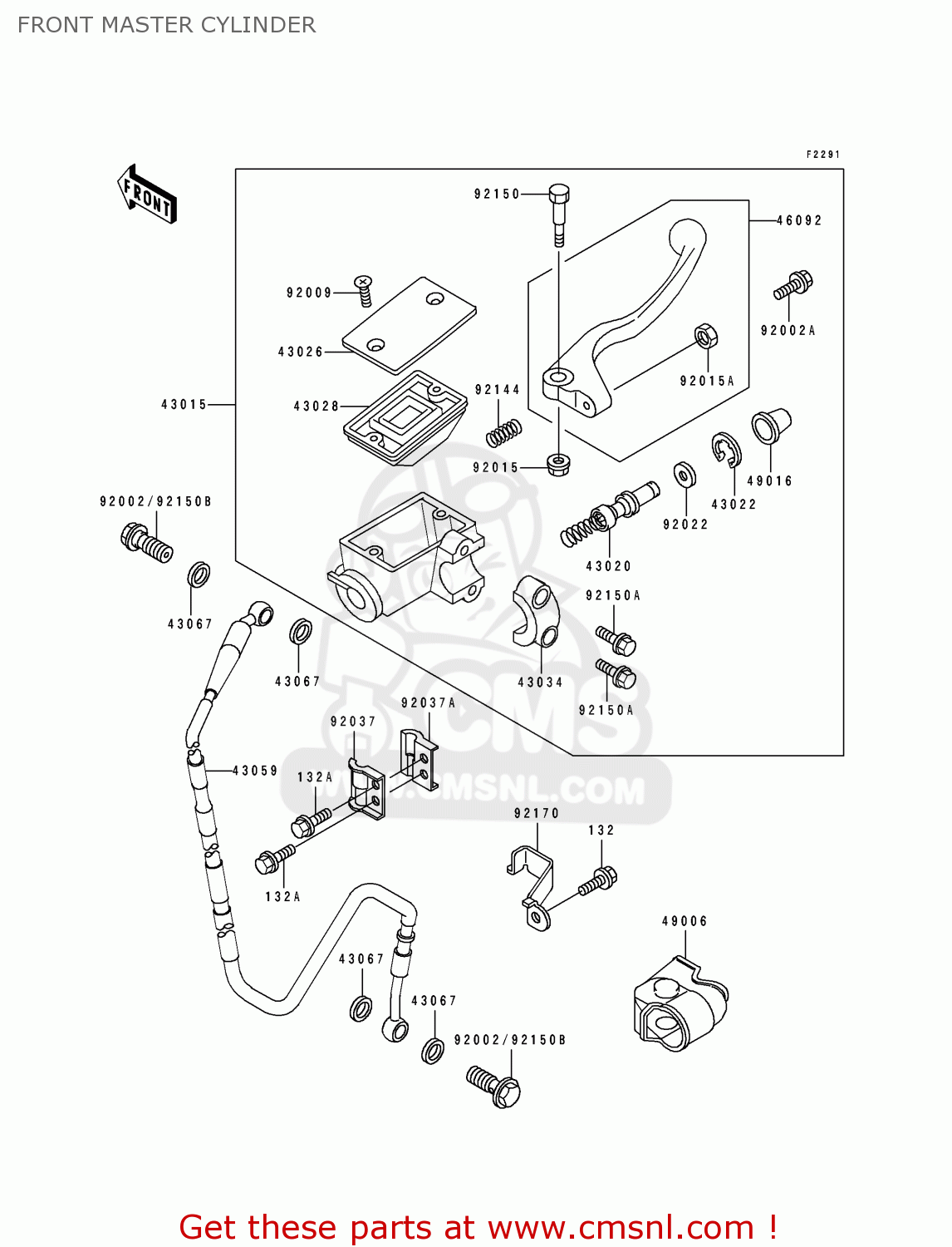 FRONT MASTER CYLINDER KX125-K3 1996 USA CANADA