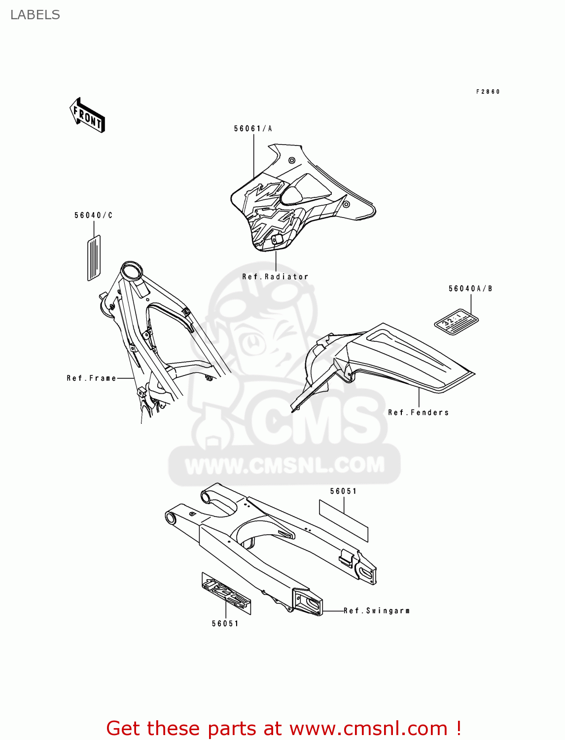LABELS KX125-K3 1996 USA CANADA
