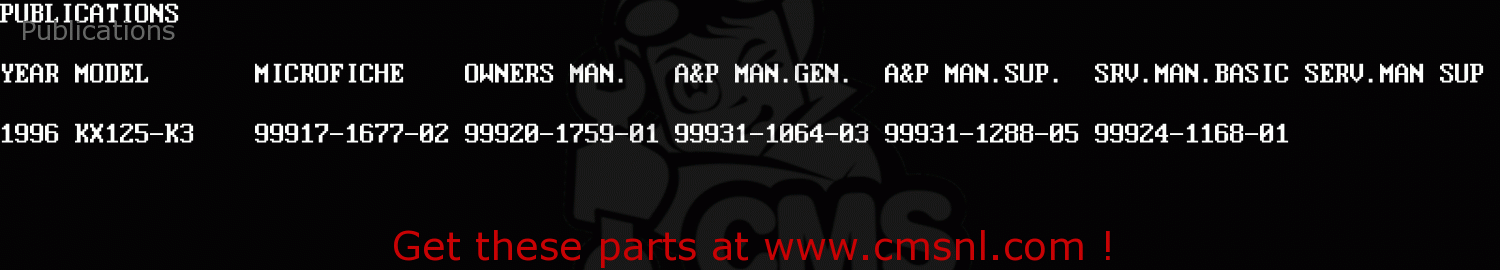 Publications KX125-K3 1996 USA CANADA