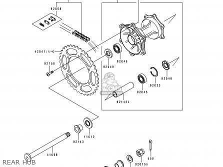 REAR HUB - KX125-K3 1996 USA CANADA