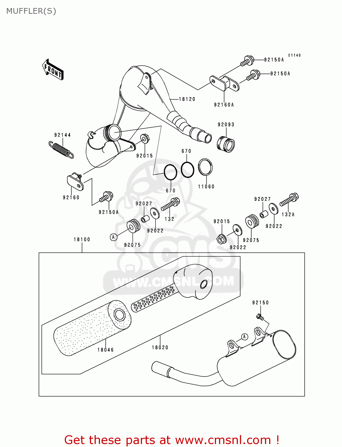 MUFFLER(S) KX125-K4 1997 EUROPE FR AS