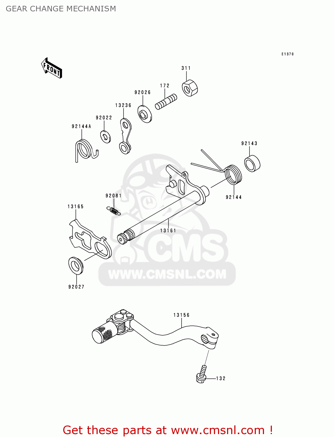 GEAR CHANGE MECHANISM KX125-K4 1997 EUROPE FR AS