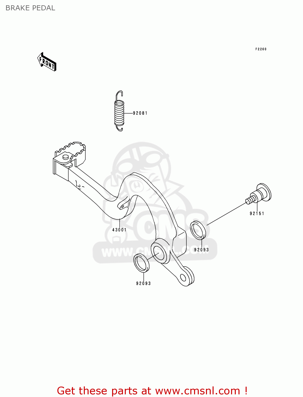 BRAKE PEDAL KX125-K4 1997 EUROPE FR AS