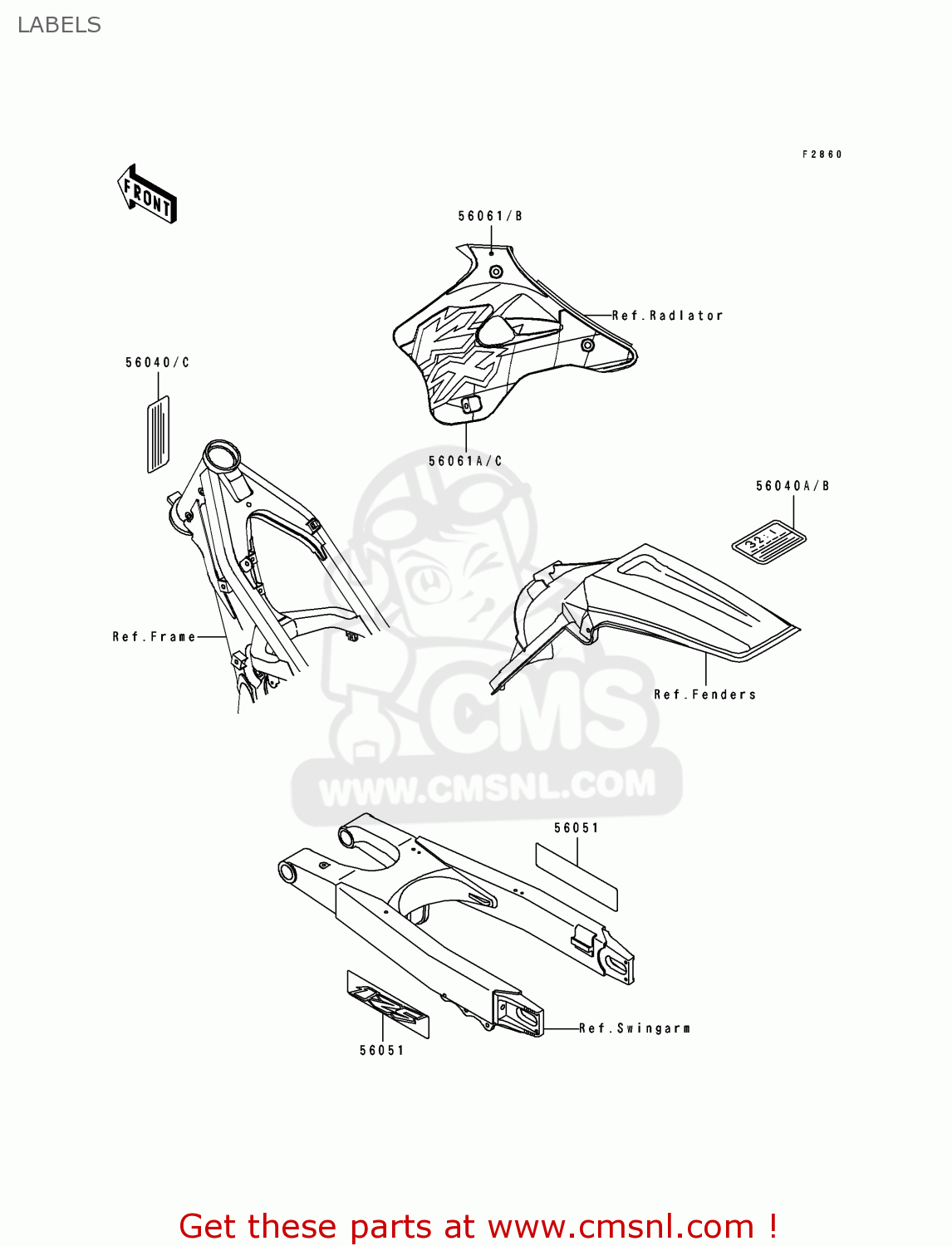 LABELS KX125-K4 1997 USA CANADA