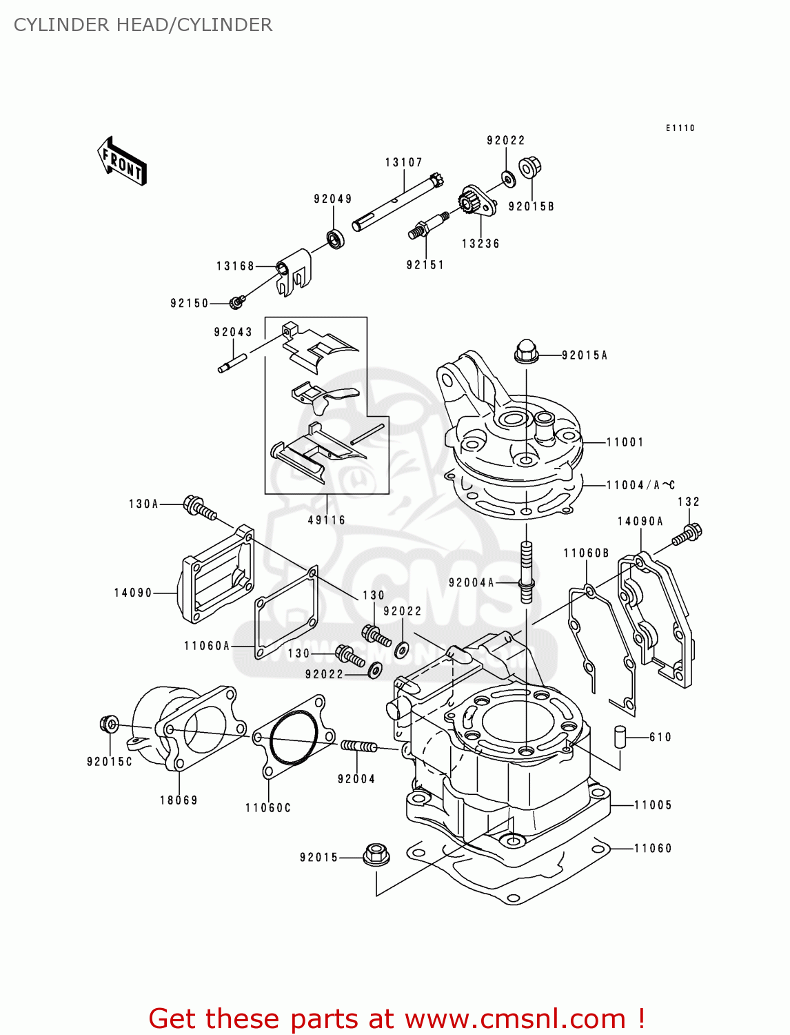 CYLINDER HEAD/CYLINDER KX125-K5 1998 EUROPE FR AS