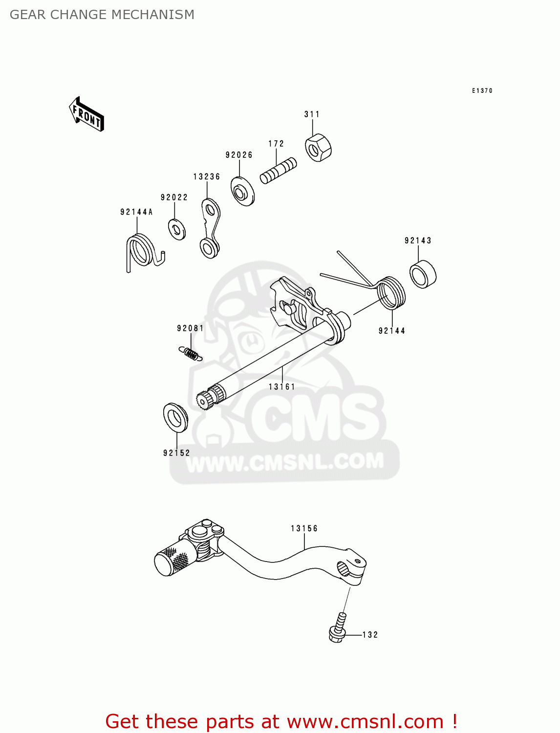GEAR CHANGE MECHANISM KX125-K5 1998 EUROPE FR AS