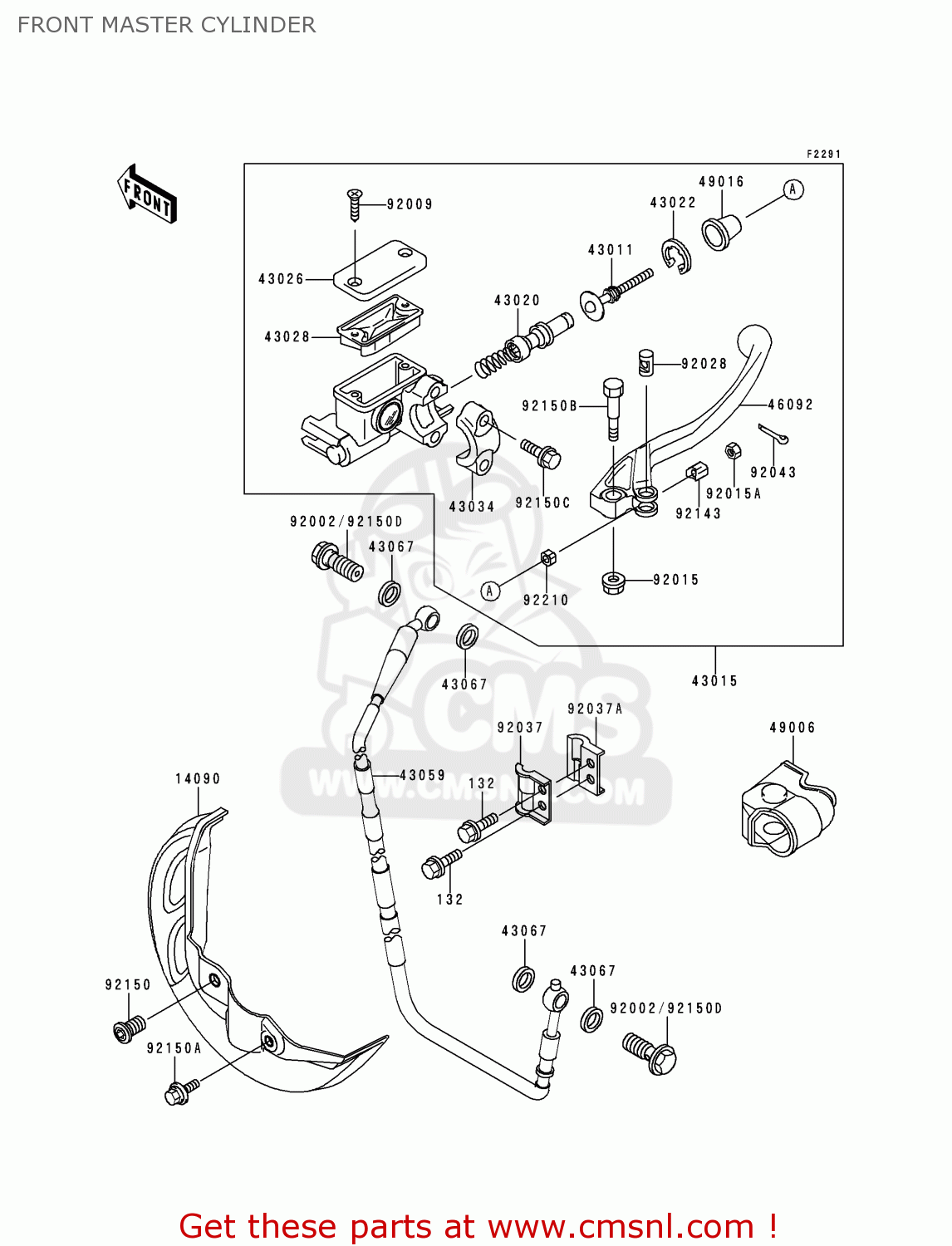 FRONT MASTER CYLINDER KX125-K5 1998 USA CANADA