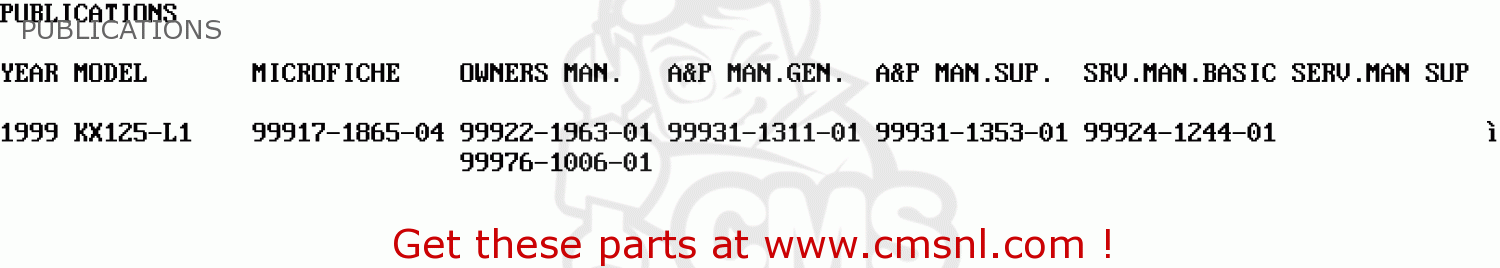 PUBLICATIONS KX125-L1 1999 EUROPE FR AS