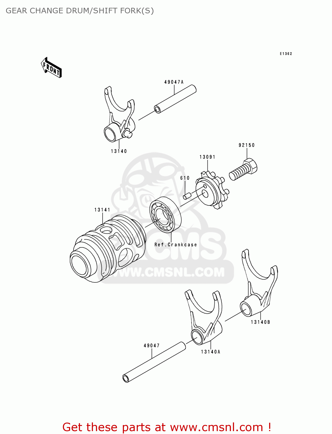 GEAR CHANGE DRUM/SHIFT FORK(S) KX125-L1 1999 USA CANADA