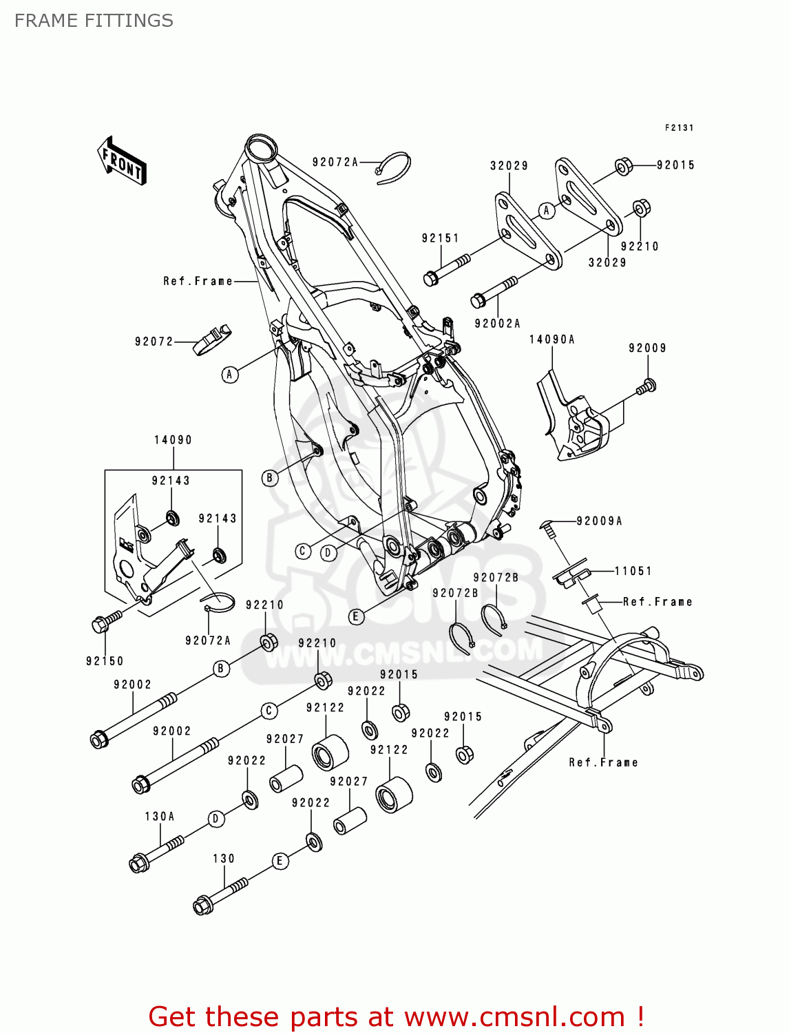 FRAME FITTINGS KX125-L1 1999 USA CANADA