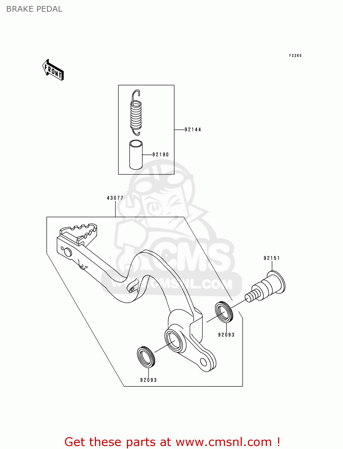 BRAKE PEDAL KX125-L1 1999 USA CANADA
