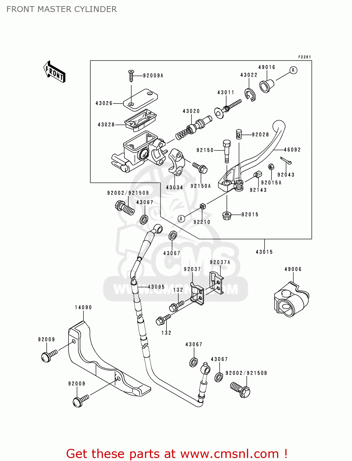 FRONT MASTER CYLINDER KX125-L1 1999 USA CANADA