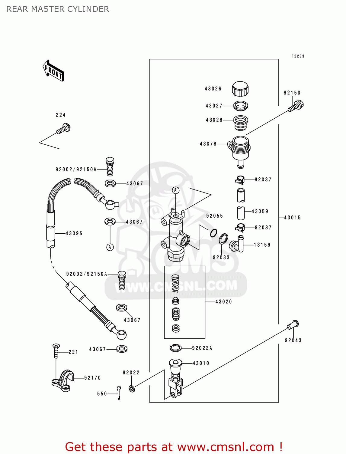 REAR MASTER CYLINDER KX125-L1 1999 USA CANADA