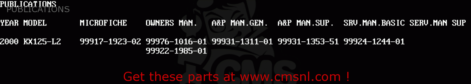 PUBLICATIONS KX125-L2 2000 EUROPE AS