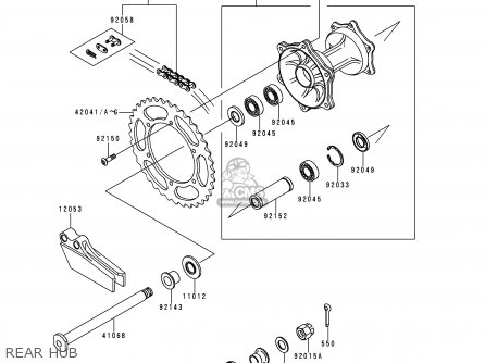 REAR HUB - KX125-L2 2000 EUROPE AS