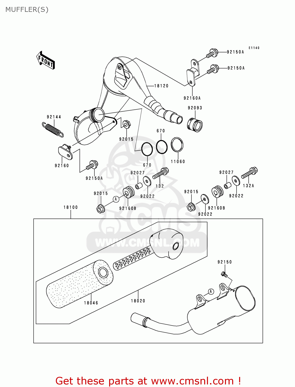 MUFFLER(S) KX125-L2 2000 USA CANADA