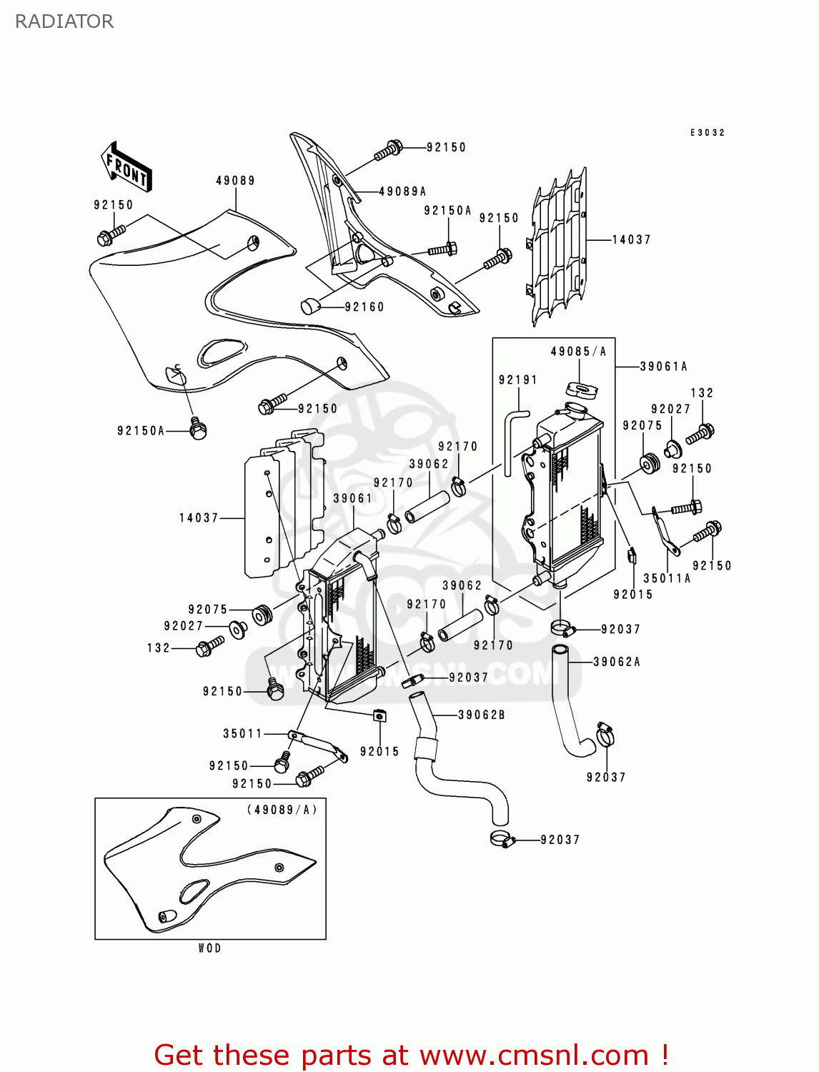 RADIATOR KX125-L2 2000 USA CANADA