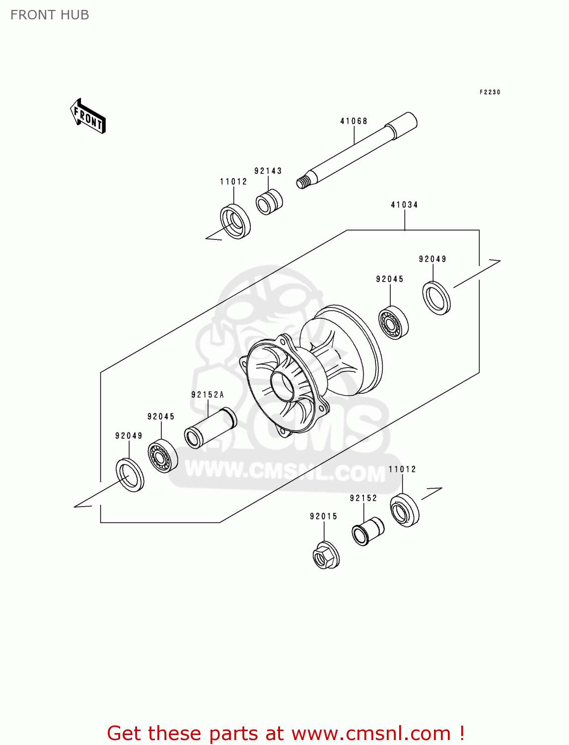 FRONT HUB KX125-L2 2000 USA CANADA