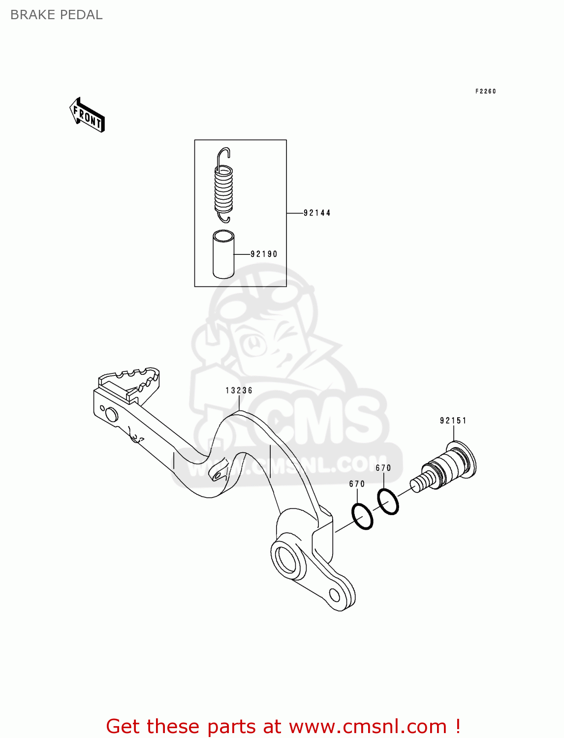 BRAKE PEDAL KX125-L2 2000 USA CANADA