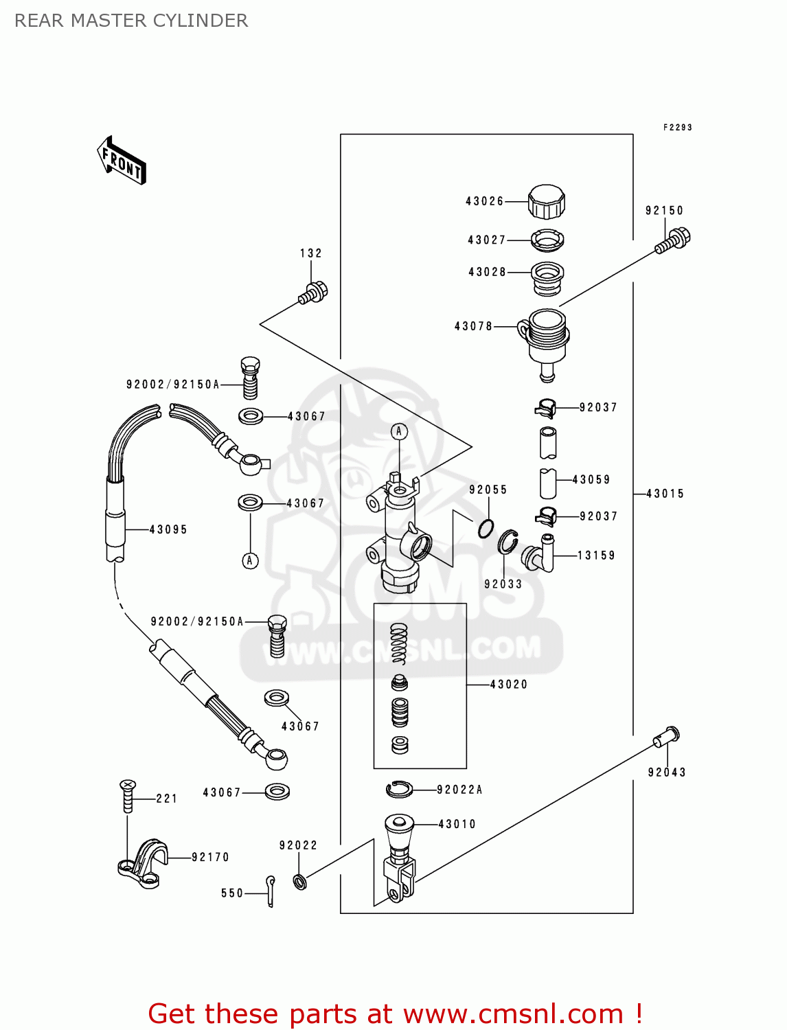 REAR MASTER CYLINDER KX125-L2 2000 USA CANADA