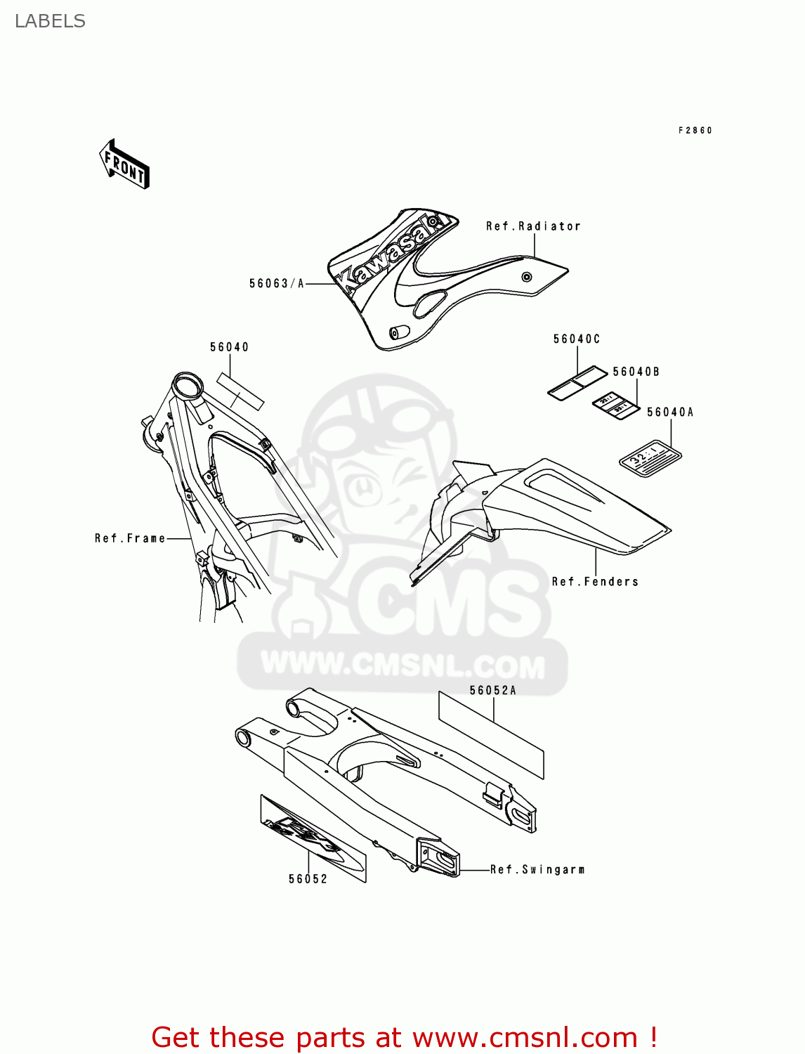 LABELS KX125-L2 2000 USA CANADA