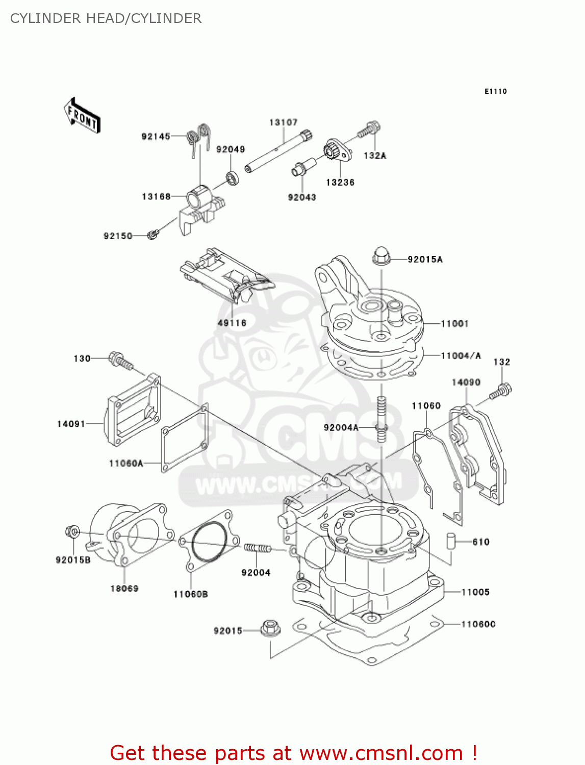 Kawasaki KX125-L3 KX125 2001 USA CANADA CYLINDER HEAD/CYLINDER - buy ...