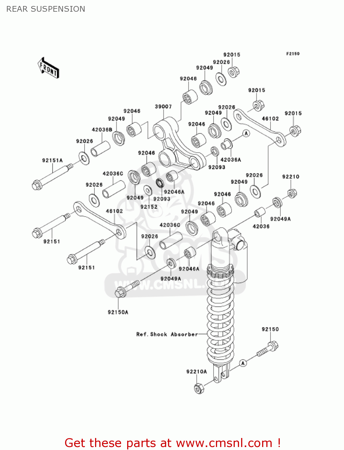 Kawasaki KX125-L3 KX125 2001 USA CANADA REAR SUSPENSION - buy original ...