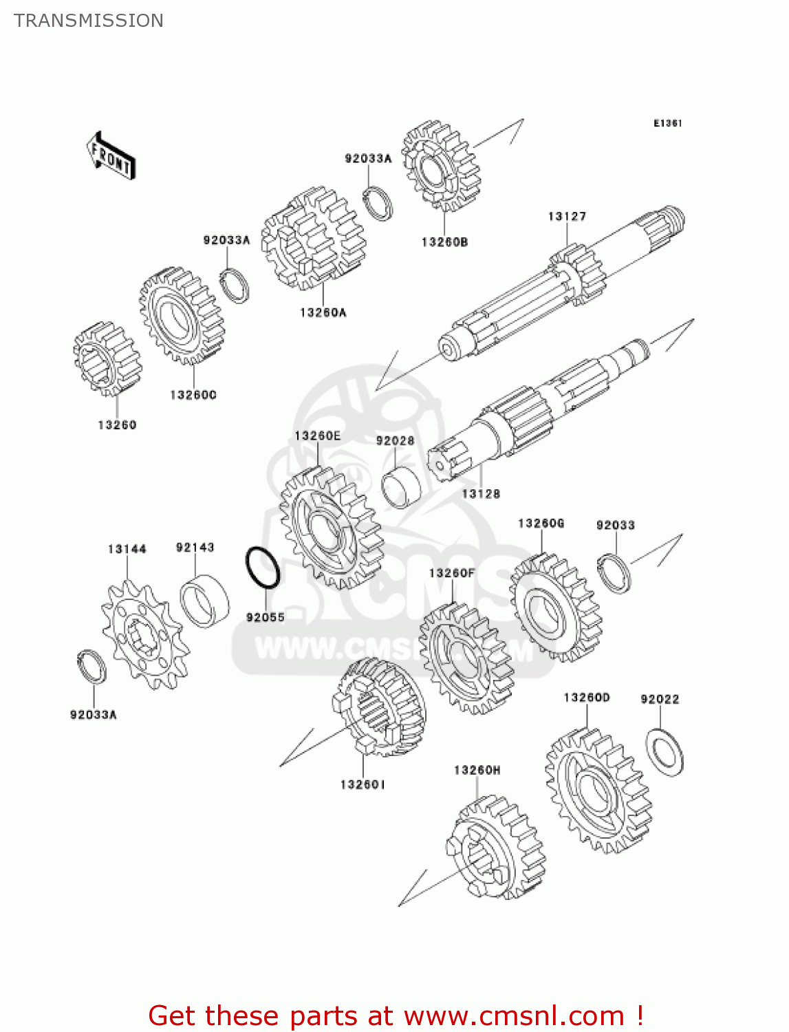 TRANSMISSION KX125-L3 KX125 2001 USA CANADA