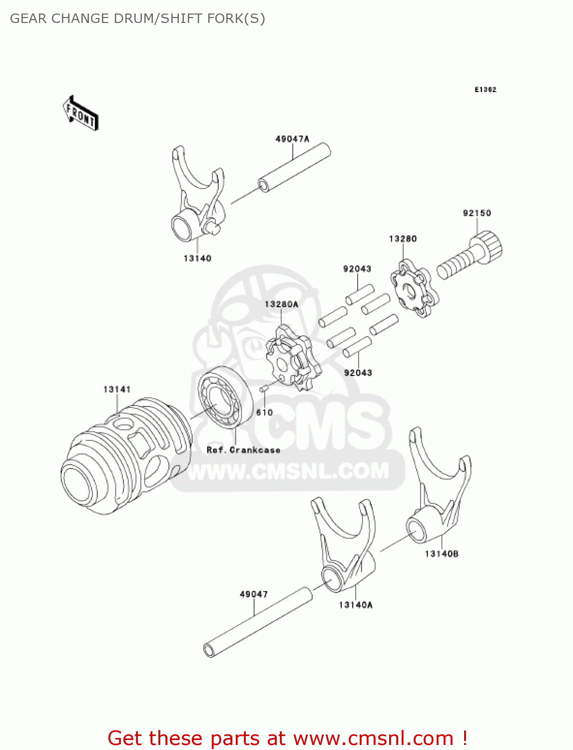 GEAR CHANGE DRUM/SHIFT FORK(S) KX125-L3 KX125 2001 USA CANADA