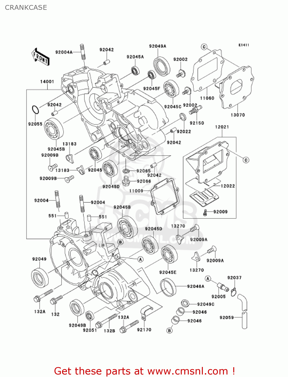 CRANKCASE KX125-L3 KX125 2001 USA CANADA