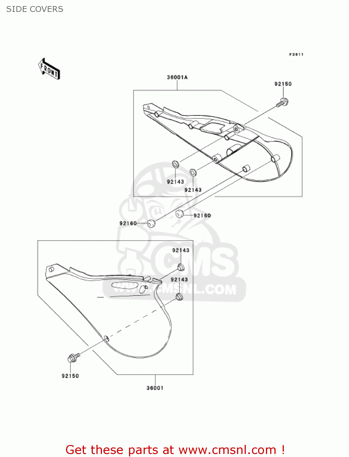 SIDE COVERS KX125-L3 KX125 2001 USA CANADA