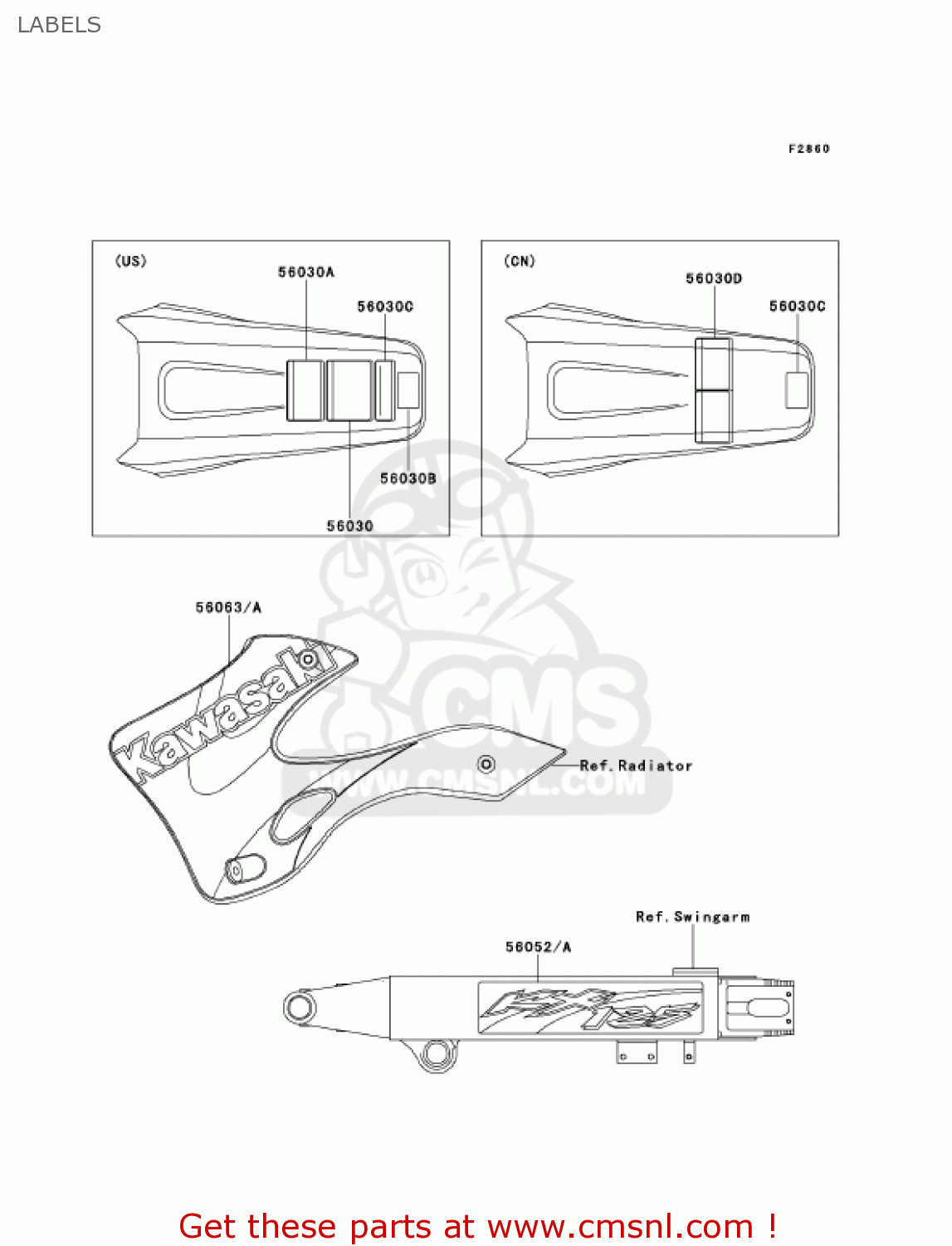 LABELS KX125-L3 KX125 2001 USA CANADA