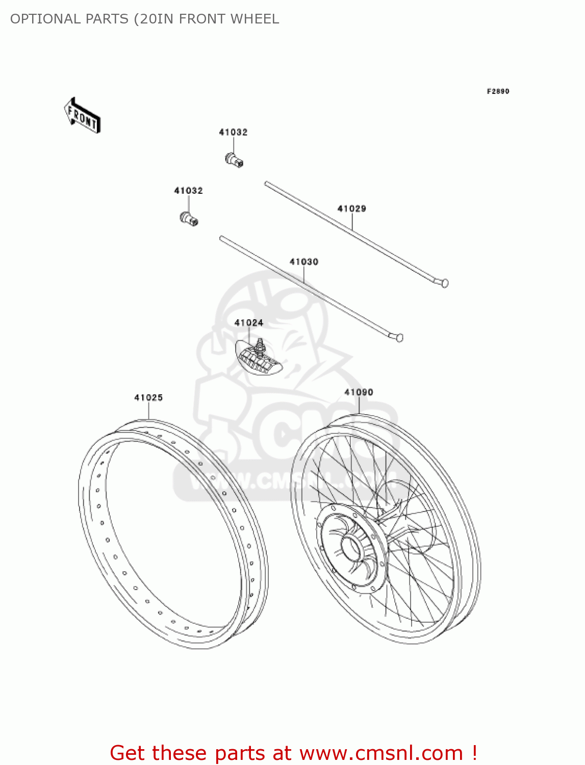 OPTIONAL PARTS (20IN FRONT WHEEL KX125-L3 KX125 2001 USA CANADA