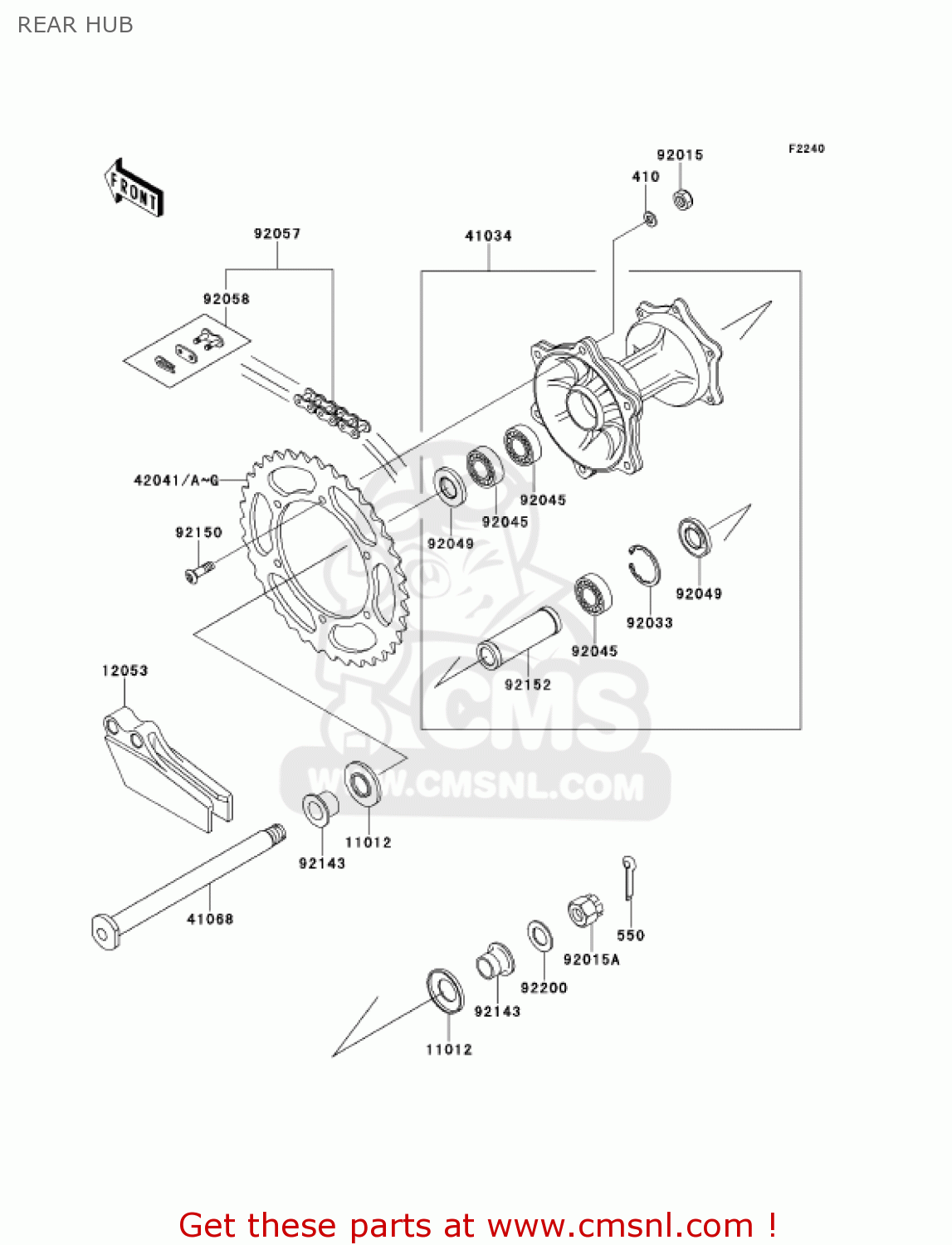 REAR HUB KX125-L3 KX125 2001 USA CANADA