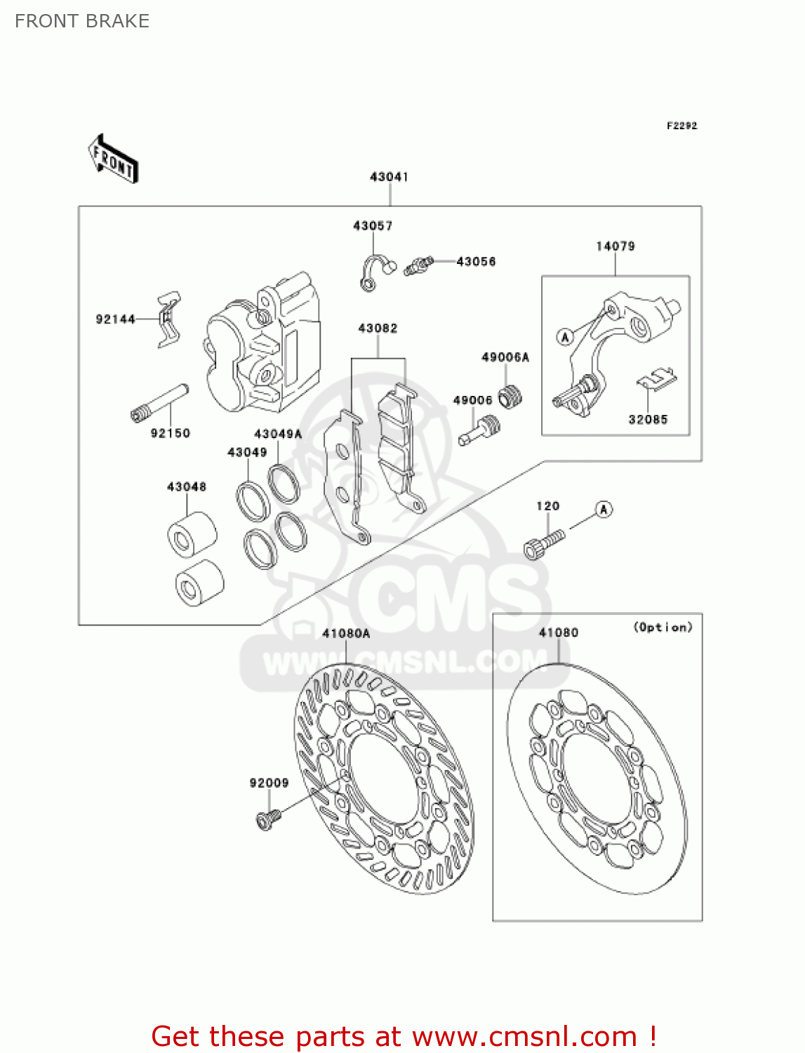 FRONT BRAKE KX125-L3 KX125 2001 USA CANADA
