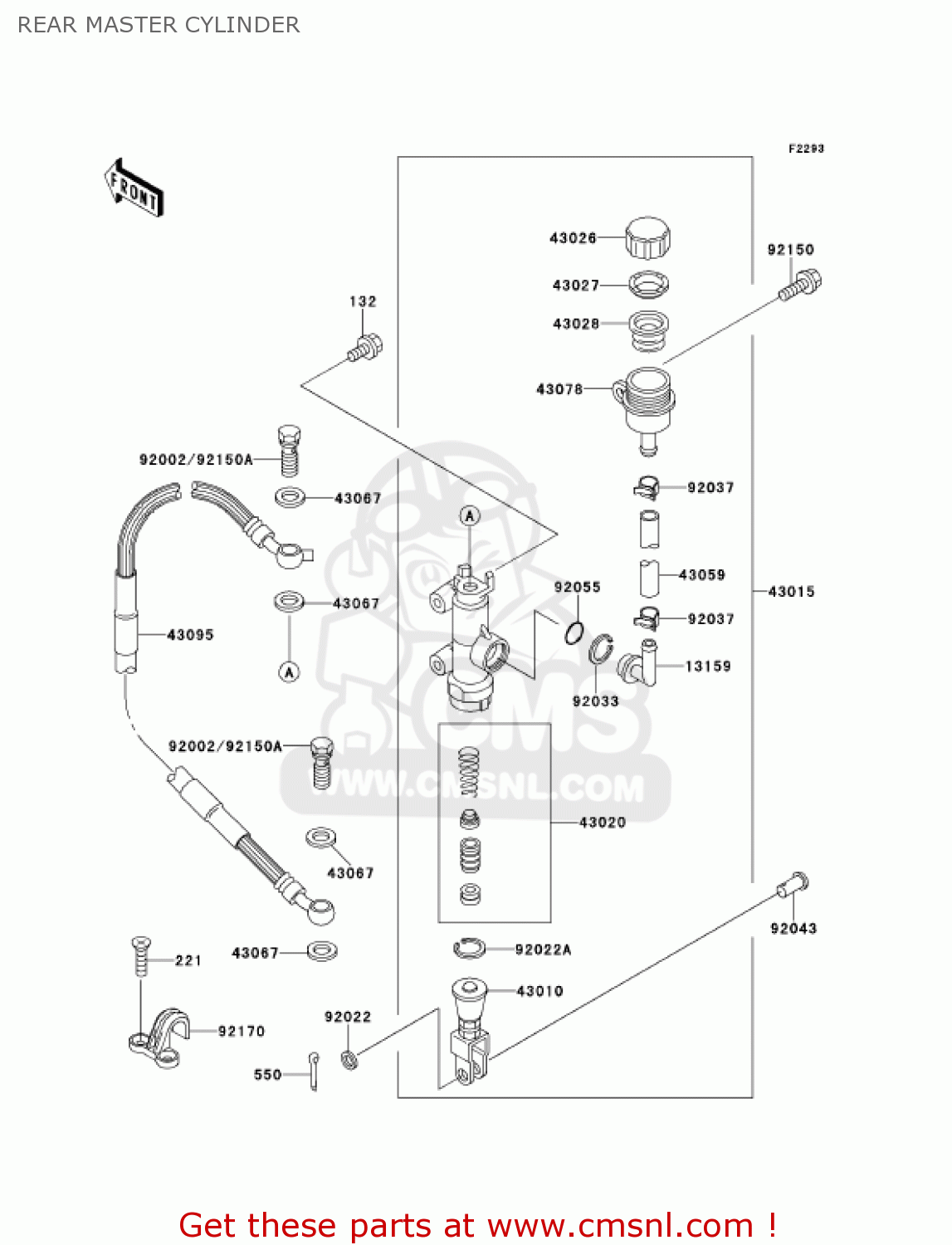 REAR MASTER CYLINDER KX125-L3 KX125 2001 USA CANADA