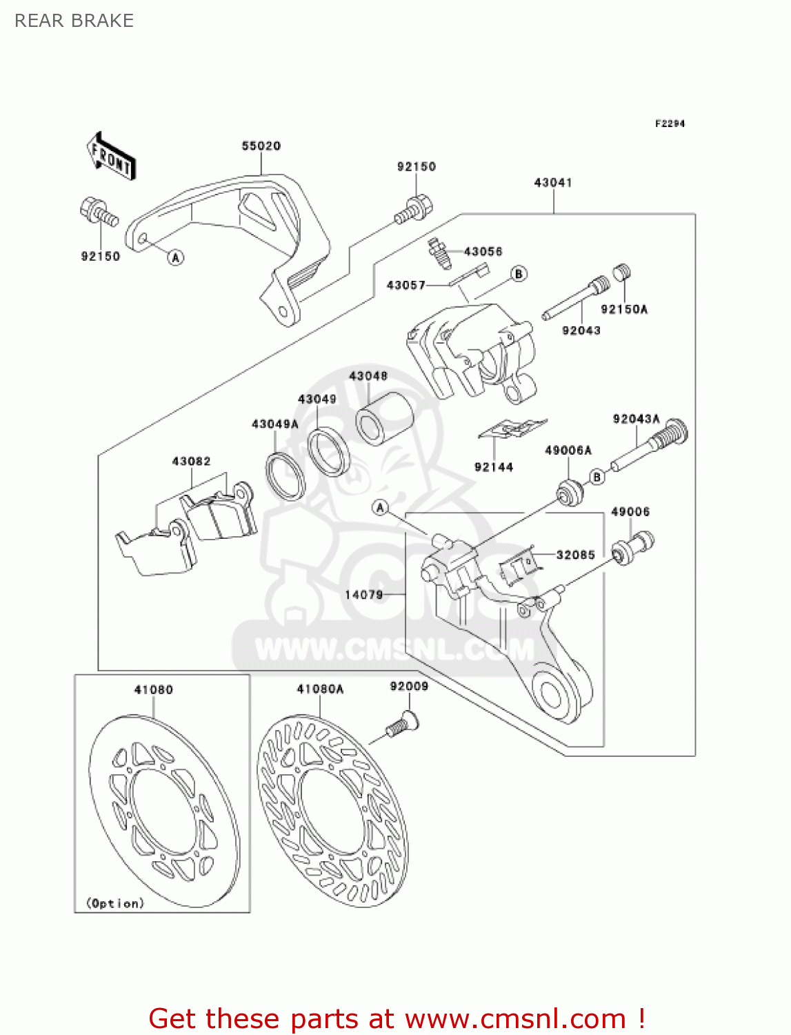 REAR BRAKE KX125-L3 KX125 2001 USA CANADA