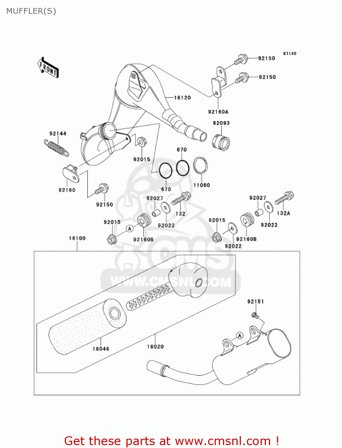 MUFFLER(S) KX125-L3 KX125 2001 USA CANADA