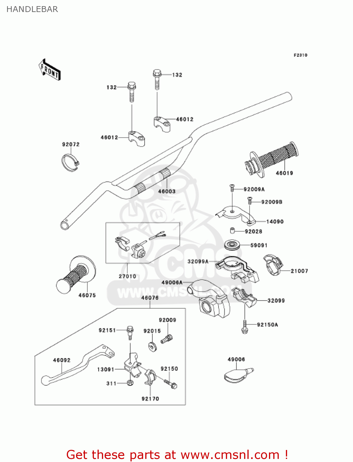 HANDLEBAR KX125-L3 KX125 2001 USA CANADA
