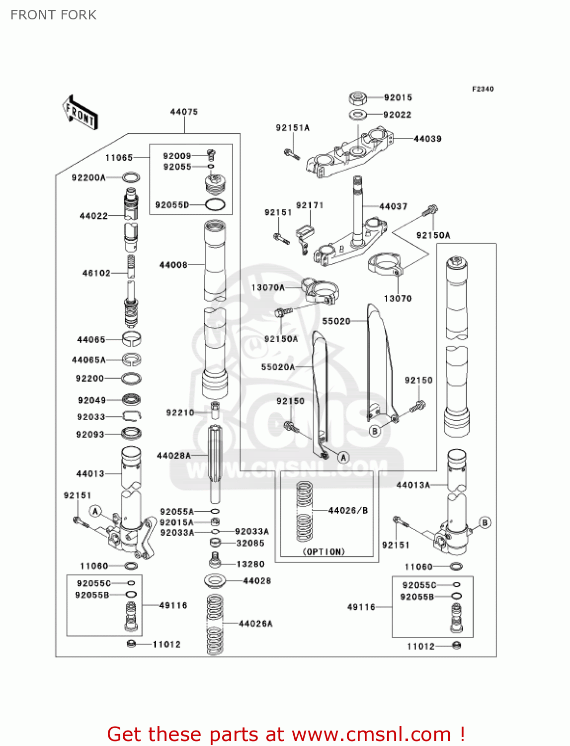 FRONT FORK KX125-L3 KX125 2001 USA CANADA