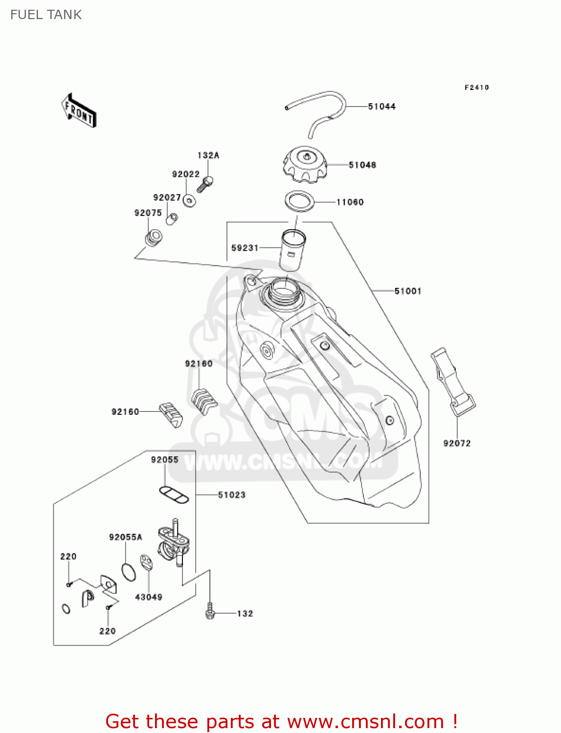 FUEL TANK KX125-L3 KX125 2001 USA CANADA